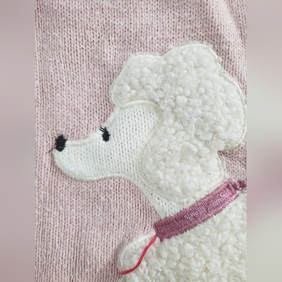 💗 Girls’ Pink Knit Sweater Dress – Size 5/6 – Poodle Design - Picture 3 of 11